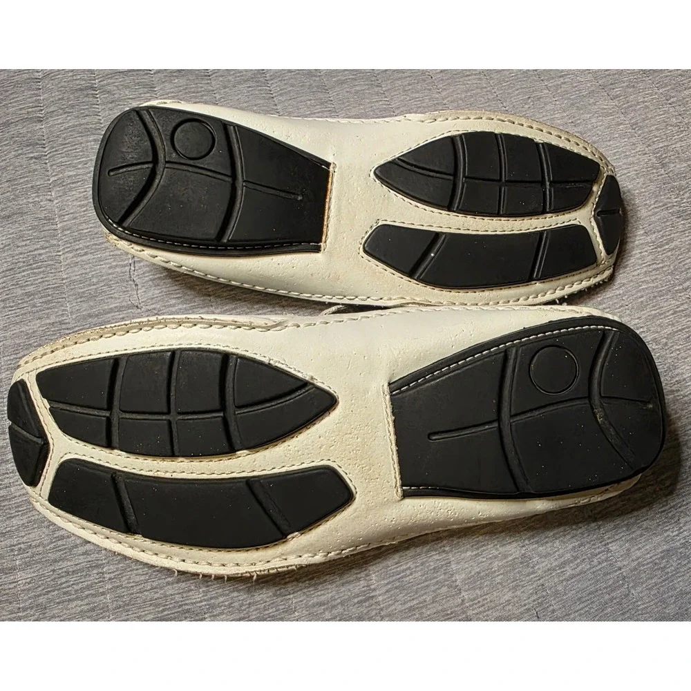537 Steve Madden Novo Mens Off White Leather Driving Loafers Shoes Size 10